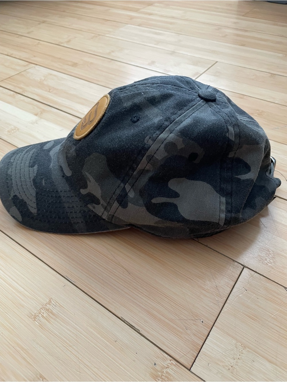 Gray Camo Baseball Cap with Tan Cyclebar Patch OS - Picture 2 of 5